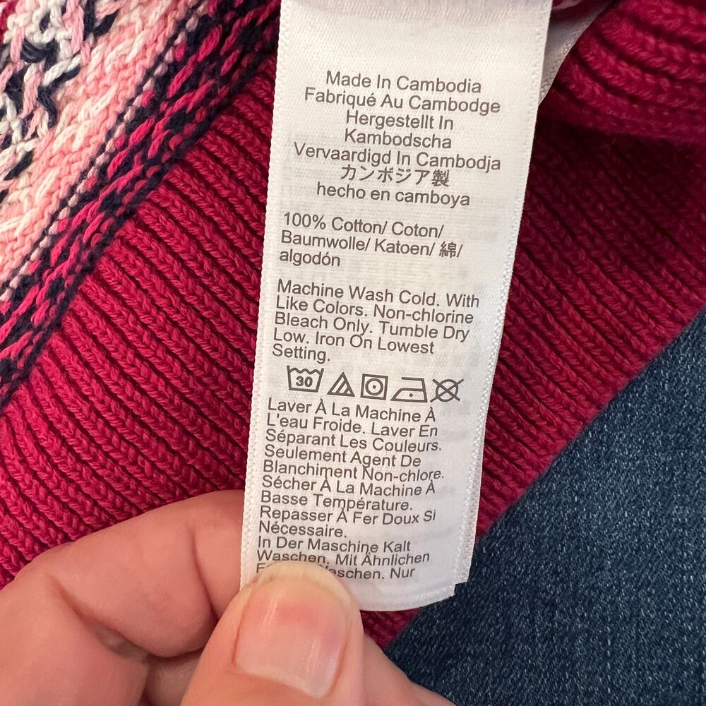 NWT J. Crew Pink, Green & Blue Fair Isle Cotton Sweater - Picture 10 of 11